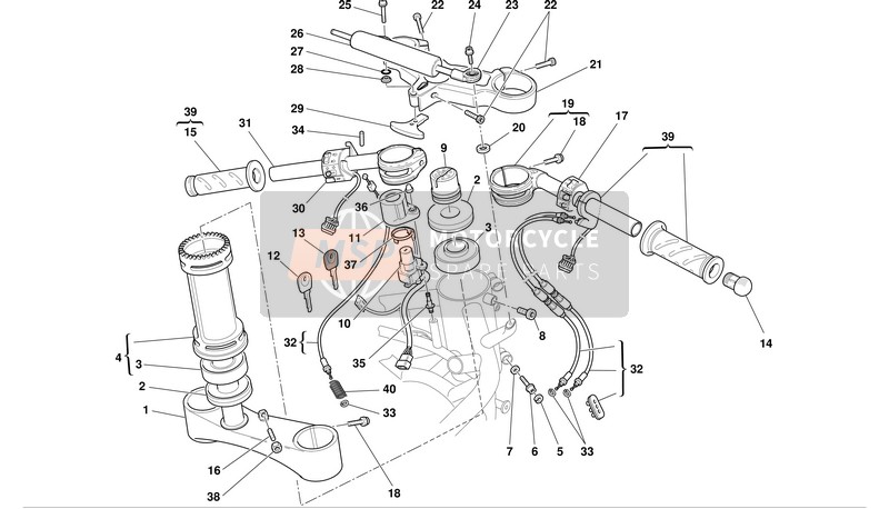 Ducati SUPERBIKE 999 BIP-MON Usa 2003 Helft-Stuur - Schok-Demper voor een 2003 Ducati SUPERBIKE 999 BIP-MON Usa