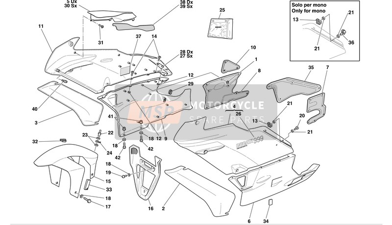 Ducati SUPERBIKE 999 BIP-MON Usa 2004 Carénage pour un 2004 Ducati SUPERBIKE 999 BIP-MON Usa