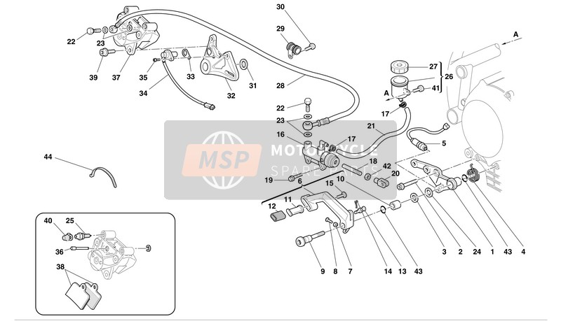 Ducati SUPERBIKE 999 BIP-MON Usa 2004 Frein hydraulique arrière pour un 2004 Ducati SUPERBIKE 999 BIP-MON Usa