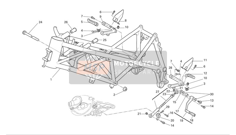 Ducati SUPERBIKE 999 Eu 2005 Frame voor een 2005 Ducati SUPERBIKE 999 Eu