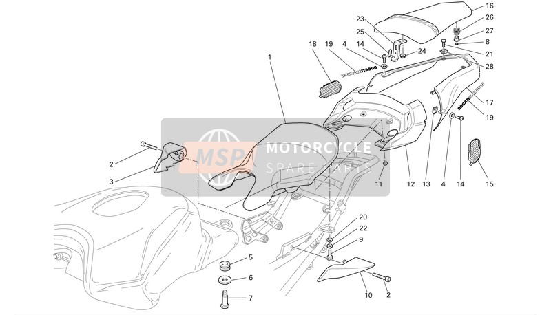 Ducati SUPERBIKE 999 Eu 2005 Sitz (biposto) für ein 2005 Ducati SUPERBIKE 999 Eu