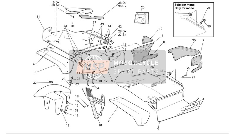 Ducati SUPERBIKE 999 Usa 2005 Verkleidung für ein 2005 Ducati SUPERBIKE 999 Usa