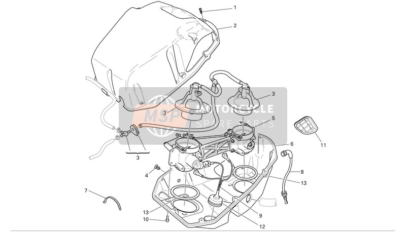 Ducati SUPERBIKE 999 Usa 2005 Gasklephuis voor een 2005 Ducati SUPERBIKE 999 Usa