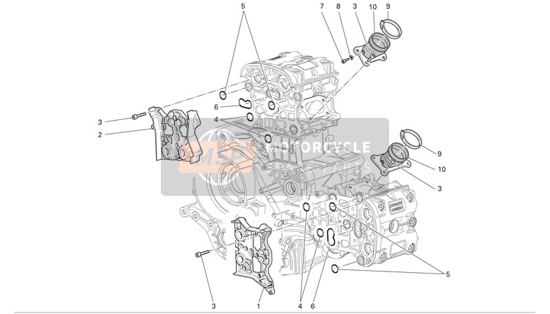 Ducati SUPERBIKE 999 Usa 2006 Collettori e coperchi testata cilindri per un 2006 Ducati SUPERBIKE 999 Usa