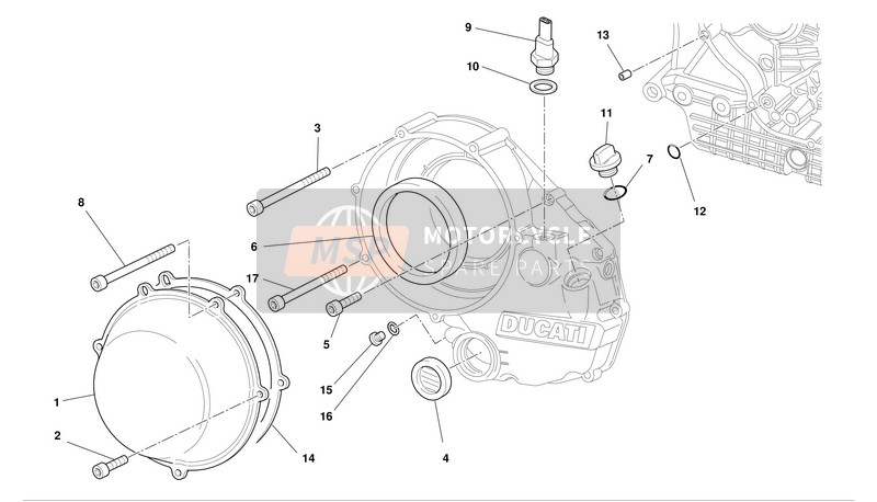 Ducati SUPERBIKE 999R Eu 2003 Couvercle d'embrayage pour un 2003 Ducati SUPERBIKE 999R Eu