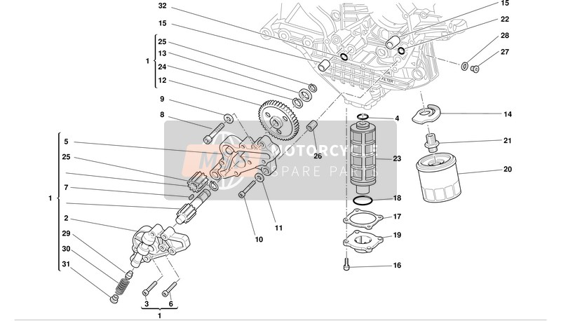 Ducati SUPERBIKE 999R Eu 2003 Filters en oliepomp voor een 2003 Ducati SUPERBIKE 999R Eu