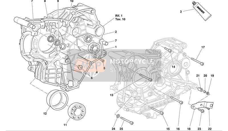 Ducati SUPERBIKE 999R Eu 2003 Halbe Kurbelgehäuse 1 für ein 2003 Ducati SUPERBIKE 999R Eu