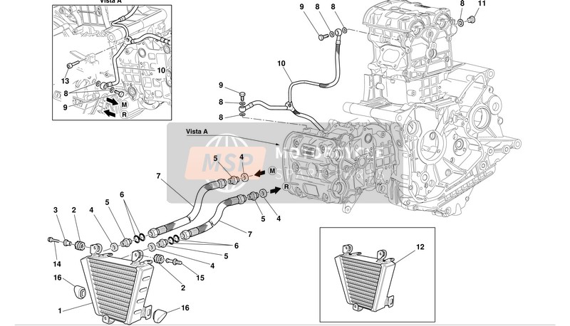 Ducati SUPERBIKE 999R Eu 2003 Refroidisseur d'huile pour un 2003 Ducati SUPERBIKE 999R Eu