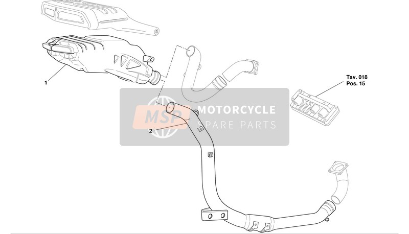 Ducati SUPERBIKE 999R Eu 2003 Sistema de escape de carbono para un 2003 Ducati SUPERBIKE 999R Eu