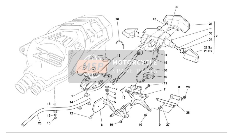 Ducati SUPERBIKE 999R Eu 2003 Soporte de matrícula para un 2003 Ducati SUPERBIKE 999R Eu