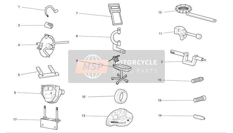 Ducati SUPERBIKE 999R Eu 2004 Outils spéciaux d'atelier pour un 2004 Ducati SUPERBIKE 999R Eu