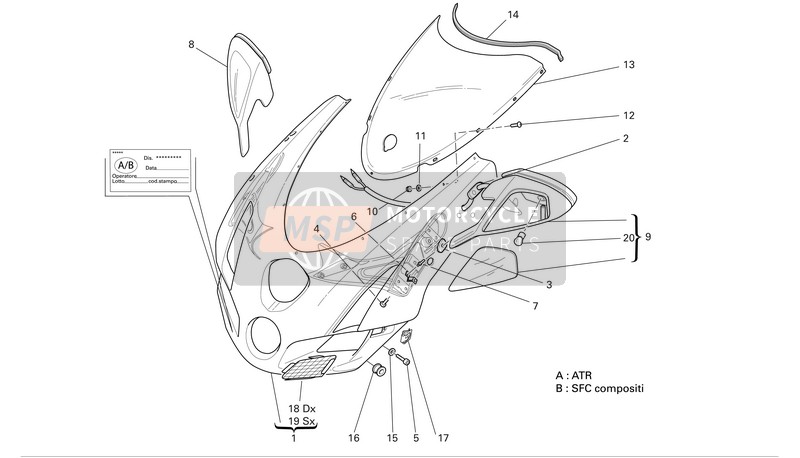 Ducati SUPERBIKE 999R Eu 2004 Carenado de faros para un 2004 Ducati SUPERBIKE 999R Eu