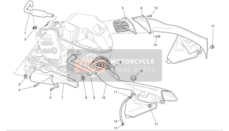 Ducati SUPERBIKE 999R Monoposto Usa 2005 Lucht inductie - Olie-opening voor een 2005 Ducati SUPERBIKE 999R Monoposto Usa