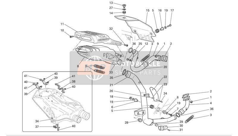 Ducati SUPERBIKE 999R Monoposto Usa 2005 Exhaust System for a 2005 Ducati SUPERBIKE 999R Monoposto Usa