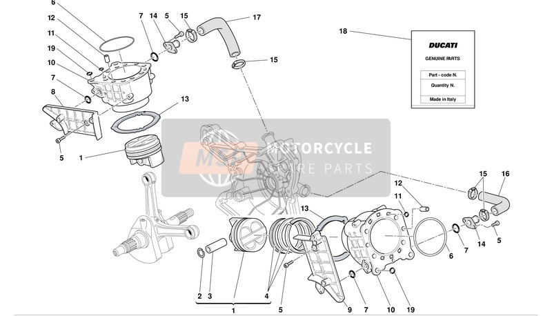 Ducati SUPERBIKE 999R Usa 2003 Cilinders - Zuigers voor een 2003 Ducati SUPERBIKE 999R Usa