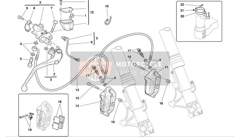 Ducati SUPERBIKE 999R Usa 2003 Hydraulische voorrem voor een 2003 Ducati SUPERBIKE 999R Usa