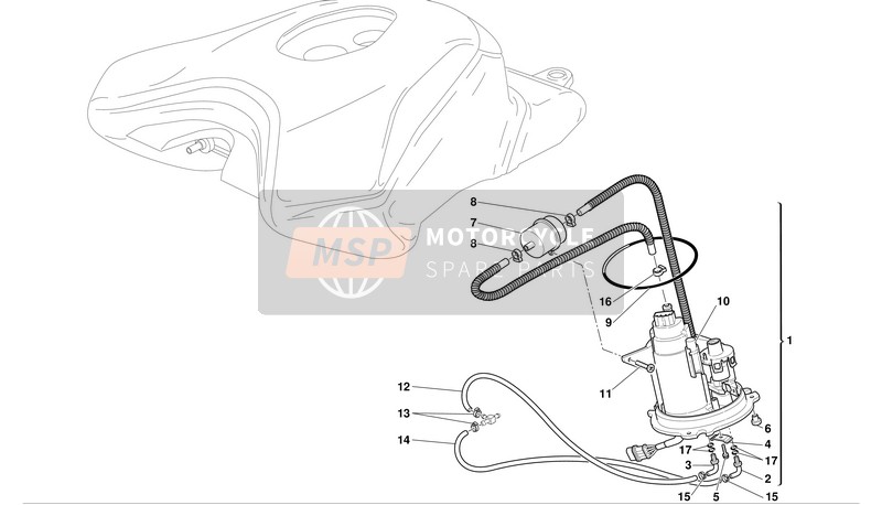 Ducati SUPERBIKE 999R Usa 2003 Système de carburant pour un 2003 Ducati SUPERBIKE 999R Usa