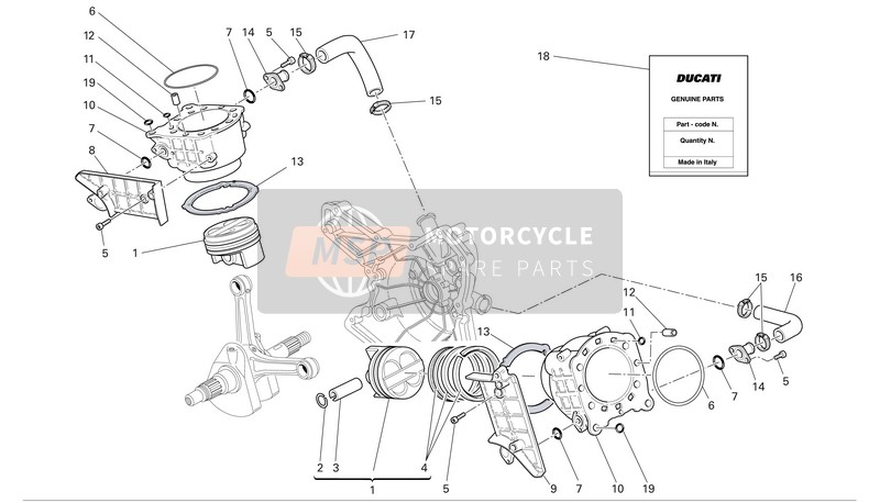 Ducati SUPERBIKE 999R Usa 2004 Cylindres - Pistons pour un 2004 Ducati SUPERBIKE 999R Usa