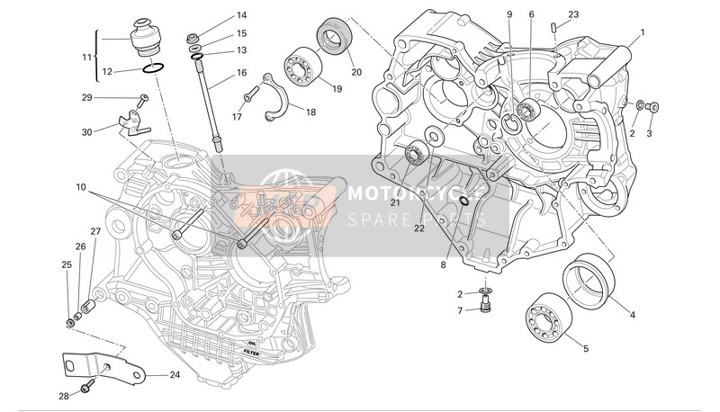 Ducati SUPERBIKE 999R Xerox Eu 2006 Carterhelften voor een 2006 Ducati SUPERBIKE 999R Xerox Eu