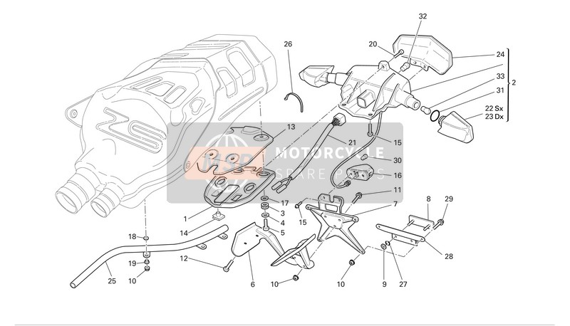 Ducati SUPERBIKE 999R Xerox Eu 2006 Support de plaque d'immatriculation pour un 2006 Ducati SUPERBIKE 999R Xerox Eu