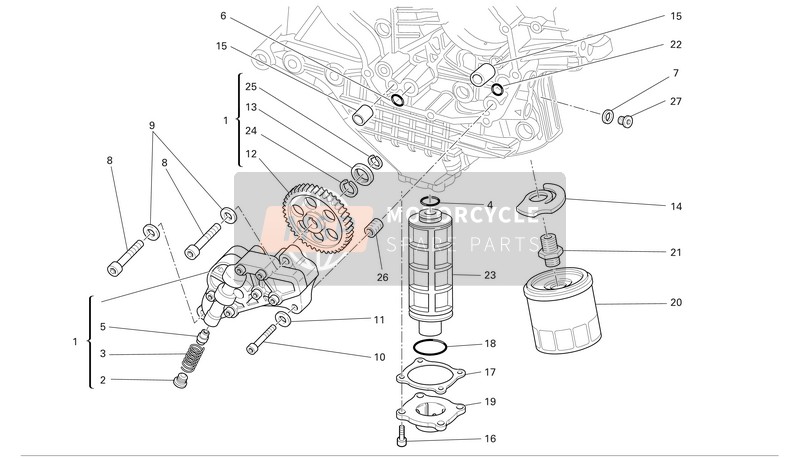 Ducati SUPERBIKE 999R Xerox Usa 2006 Filtri e pompa dell'olio per un 2006 Ducati SUPERBIKE 999R Xerox Usa