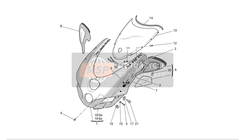 Ducati SUPERBIKE 999R Xerox Usa 2006 Headlight Fairing for a 2006 Ducati SUPERBIKE 999R Xerox Usa