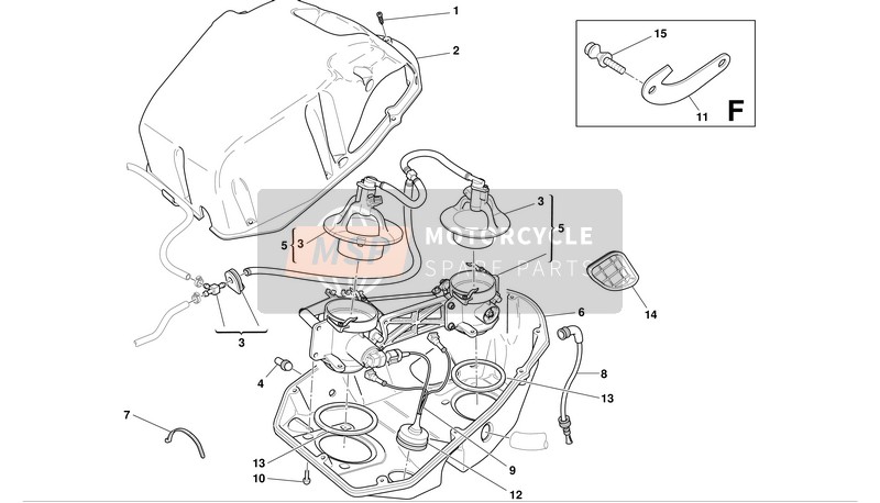 Ducati SUPERBIKE 999S Eu 2003 Cuerpo del acelerador para un 2003 Ducati SUPERBIKE 999S Eu