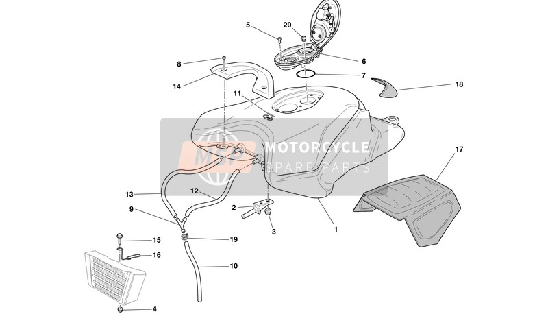 Ducati SUPERBIKE 999S Eu 2003 Benzinetank voor een 2003 Ducati SUPERBIKE 999S Eu