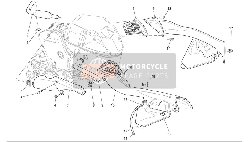 Ducati SUPERBIKE 999S Eu 2006 LUFTZUFUHR UND KURBELGEHÄUSEENTLÜFTUNG für ein 2006 Ducati SUPERBIKE 999S Eu