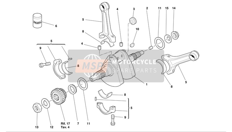 Ducati SUPERBIKE 999S Usa 2003 Vilebrequin pour un 2003 Ducati SUPERBIKE 999S Usa