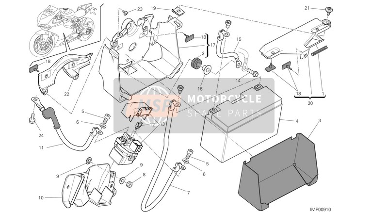 Ducati SUPERBIKE PANIGALE R EU 2015 Support de batterie pour un 2015 Ducati SUPERBIKE PANIGALE R EU