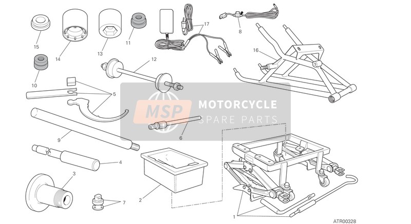 Ducati SUPERBIKE PANIGALE R EU 2017 Werkplaats Service gereedschap voor een 2017 Ducati SUPERBIKE PANIGALE R EU