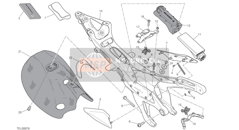 Ducati SUPERBIKE PANIGALE R USA 2015 Compartiment de cadre arrière pour un 2015 Ducati SUPERBIKE PANIGALE R USA