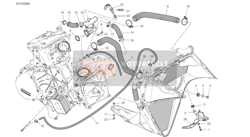 Ducati SUPERBIKE PANIGALE V2 2021 Circuit de refroidissement pour un 2021 Ducati SUPERBIKE PANIGALE V2
