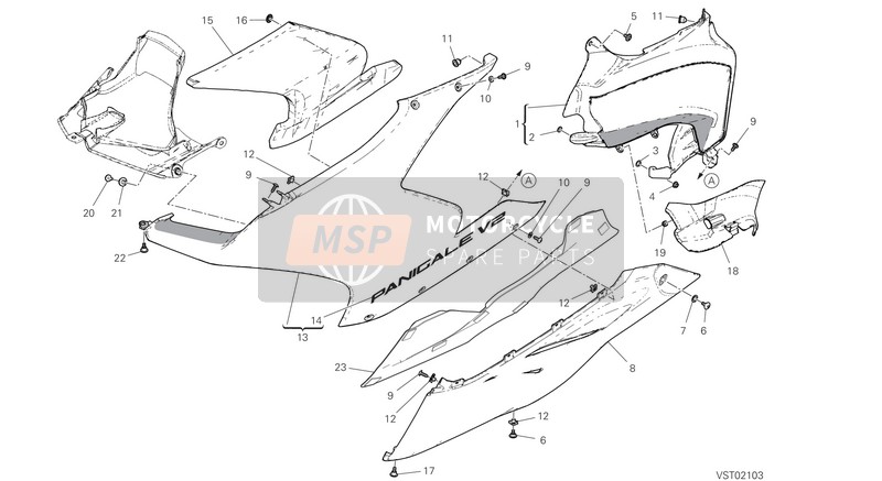 Ducati SUPERBIKE PANIGALE V2 2021 Kuip, LH voor een 2021 Ducati SUPERBIKE PANIGALE V2