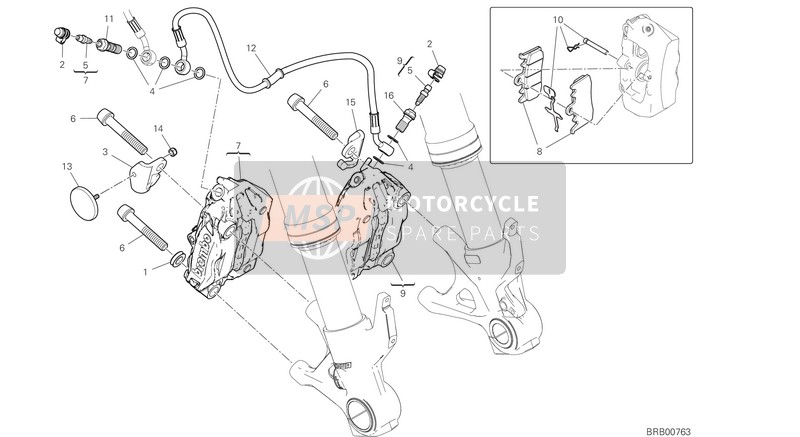 Ducati SUPERBIKE PANIGALE V2 2021 Sistema de freno delantero para un 2021 Ducati SUPERBIKE PANIGALE V2