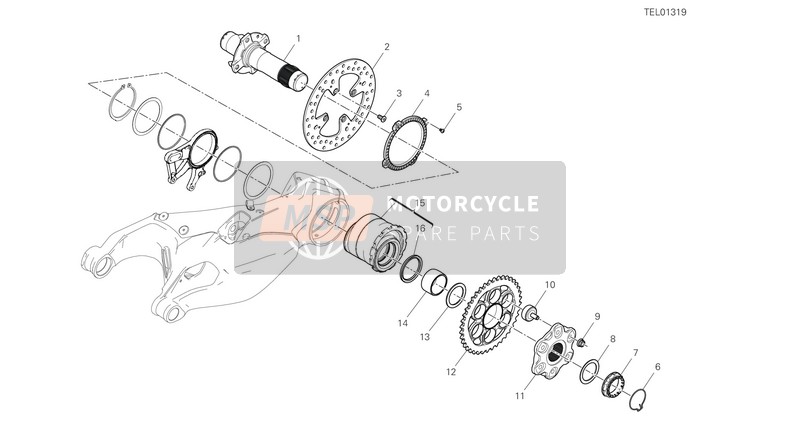 Ducati SUPERBIKE PANIGALE V2 EU 2020 Axe de roue arrière pour un 2020 Ducati SUPERBIKE PANIGALE V2 EU