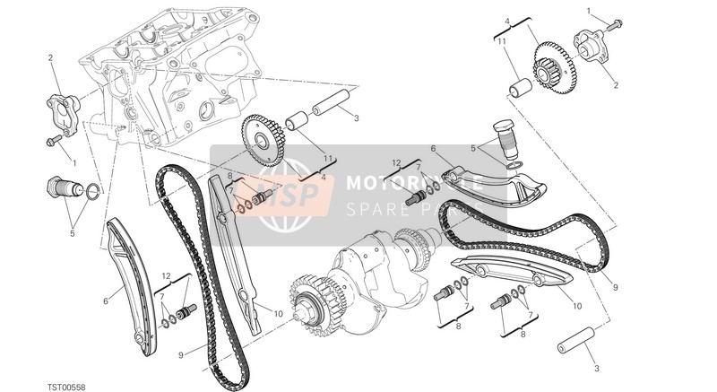 Ducati SUPERBIKE PANIGALE V2 EU 2020 Timingsysteem voor een 2020 Ducati SUPERBIKE PANIGALE V2 EU