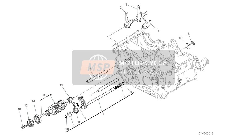 Ducati SUPERBIKE PANIGALE V4 2021 SCHALTWALZE & GABEL für ein 2021 Ducati SUPERBIKE PANIGALE V4