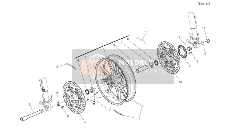 Ducati SUPERBIKE Panigale V4 916 25TH ANNIVERSARY USA 2020 Front Wheel for a 2020 Ducati SUPERBIKE Panigale V4 916 25TH ANNIVERSARY USA