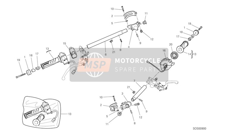 Ducati SUPERBIKE PANIGALE  V4 EU 2018 Stuur en bedieningselementen voor een 2018 Ducati SUPERBIKE PANIGALE  V4 EU