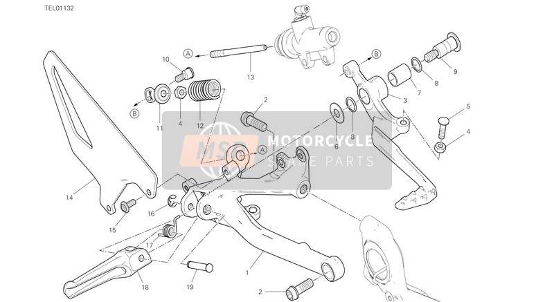 Ducati SUPERBIKE PANIGALE  V4 EU 2020 Fußstützen, Rechts für ein 2020 Ducati SUPERBIKE PANIGALE  V4 EU