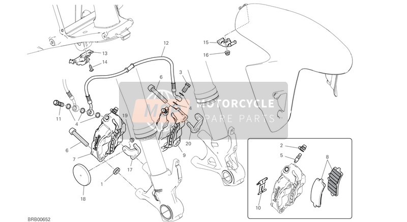 Ducati SUPERBIKE PANIGALE  V4 EU 2020 Voorremsysteem voor een 2020 Ducati SUPERBIKE PANIGALE  V4 EU