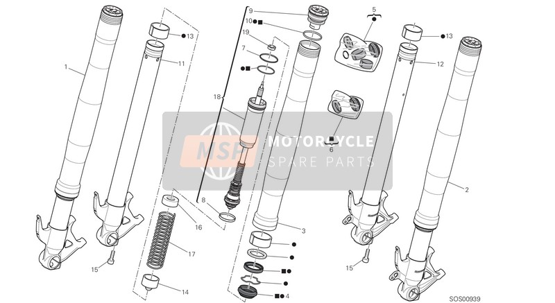 Ducati SUPERBIKE PANIGALE  V4 EU 2020 Tenedor Frontal para un 2020 Ducati SUPERBIKE PANIGALE  V4 EU