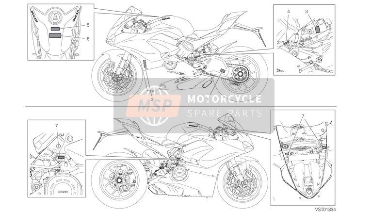 Ducati SUPERBIKE PANIGALE  V4 EU 2020 Positionierplatten für ein 2020 Ducati SUPERBIKE PANIGALE  V4 EU