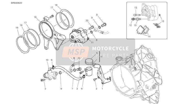 Ducati SUPERBIKE PANIGALE  V4 EU 2020 Achterremsysteem voor een 2020 Ducati SUPERBIKE PANIGALE  V4 EU