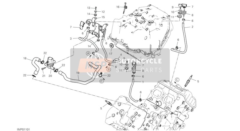 Ducati SUPERBIKE PANIGALE  V4 EU 2020 Sekundärluftsystem für ein 2020 Ducati SUPERBIKE PANIGALE  V4 EU