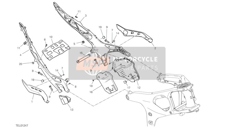 Ducati SUPERBIKE Panigale V4 R EU 2020 Telaio posteriore Componenti. per un 2020 Ducati SUPERBIKE Panigale V4 R EU