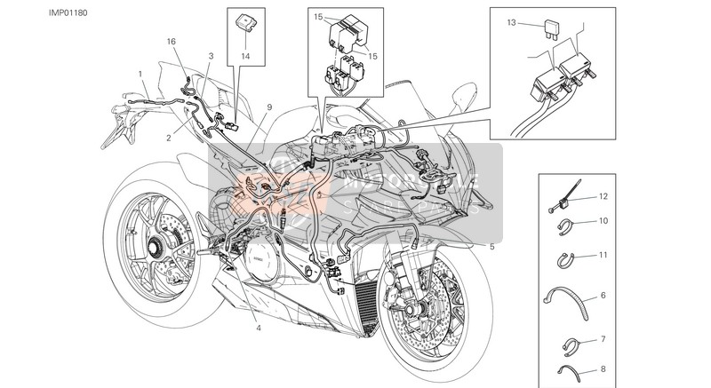 Ducati SUPERBIKE Panigale V4 R EU 2020 Voertuig elektrisch systeem voor een 2020 Ducati SUPERBIKE Panigale V4 R EU