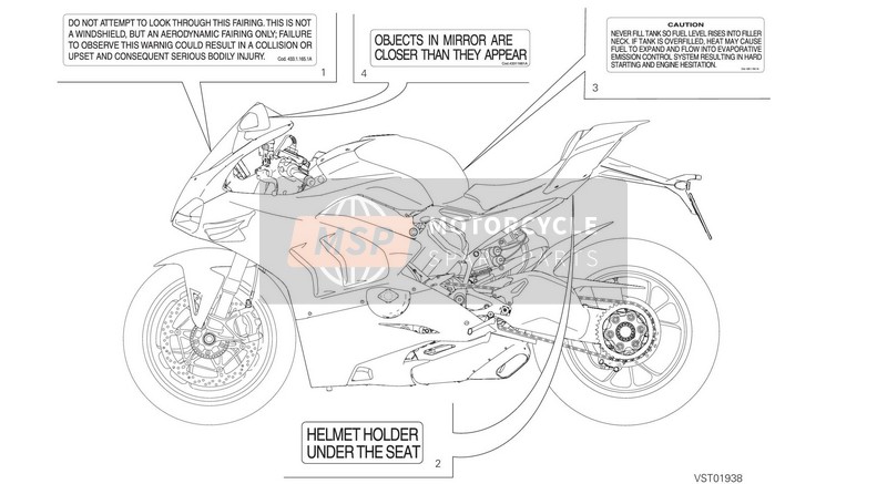 Ducati SUPERBIKE Panigale V4 R USA 2019 Placas de posicionamiento para un 2019 Ducati SUPERBIKE Panigale V4 R USA